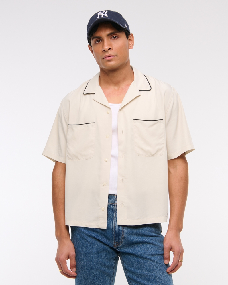 Camp Collar Cropped Cupro Shirt