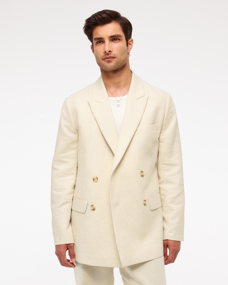 The A&F Collins Double-Breasted Linen-Blend Blazer