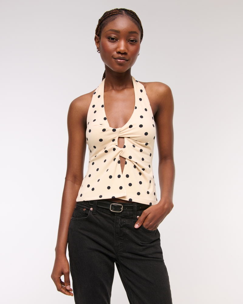 cream polka dot