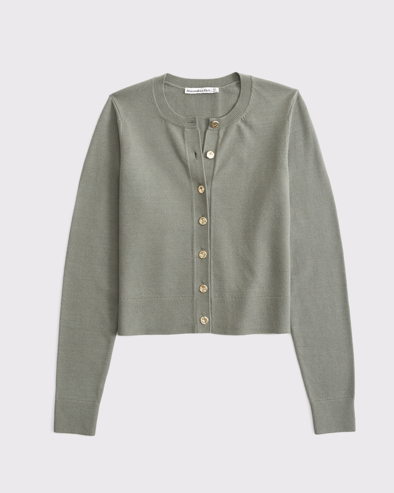 LuxeLoft Shrunken Crew Cardigan