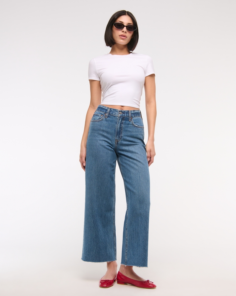 High Rise Cropped Wide Leg Jean
