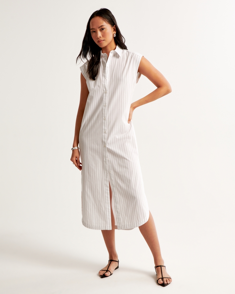 Button-Through Midi Shirt Dress