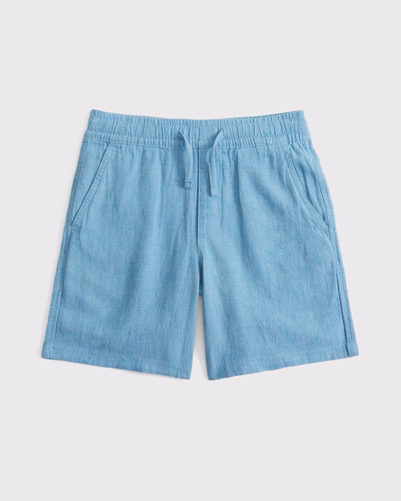 linen-blend pull-on shorts